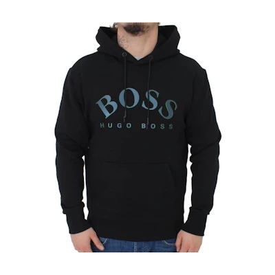 HUGO BOSS Black Hoodie with Logo Letter Print Long Sleeve Pullover 50379464-001