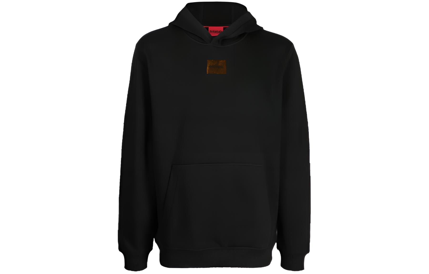 HUGO BOSS Black Hoodie with Logo Patch 50496697-002