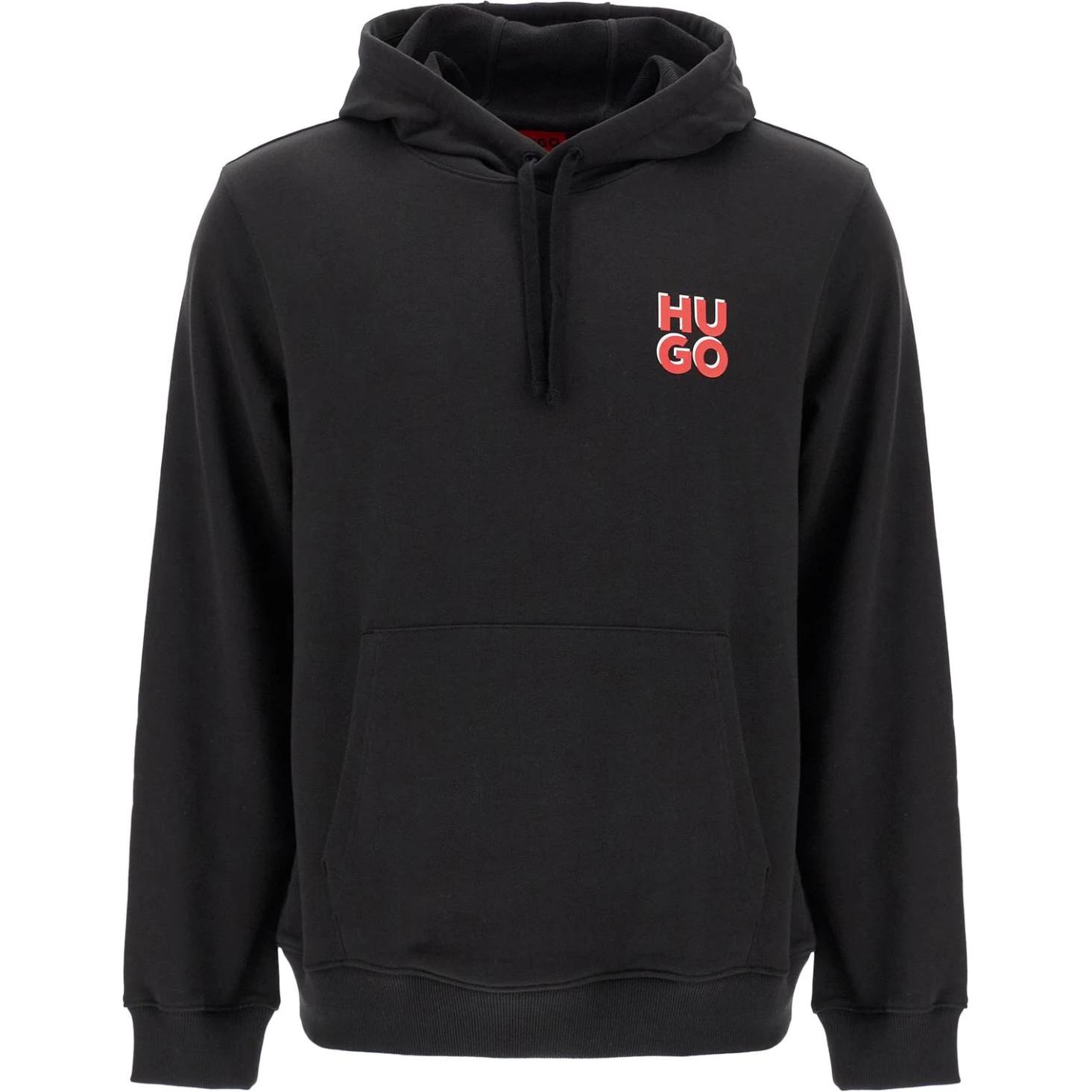 HUGO BOSS Black Hoodie with Logo Print Design 50520159-001