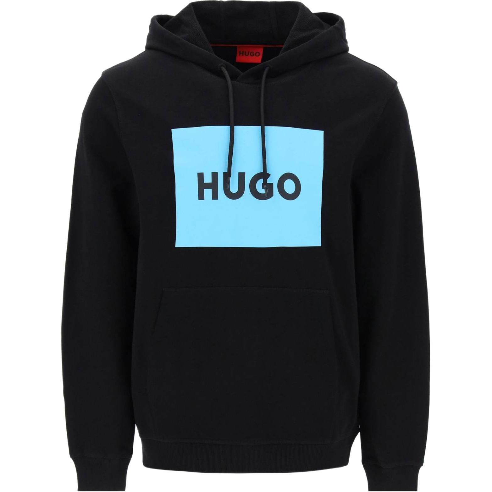 HUGO BOSS Black Hoodie with Solid Color Logo Print Long Sleeves Pullover 50473168-009