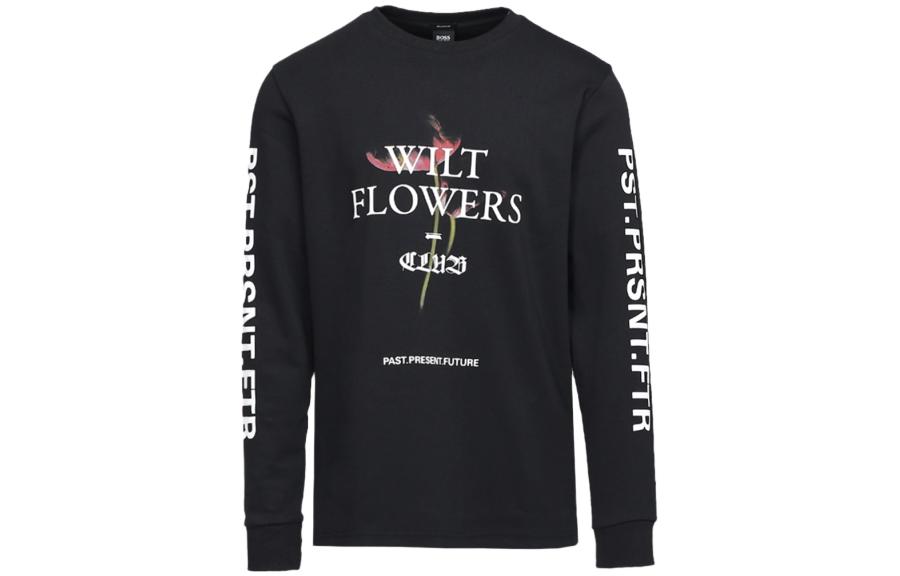 HUGO BOSS Black Letter Print Crewneck Sweatshirt 50460609-001