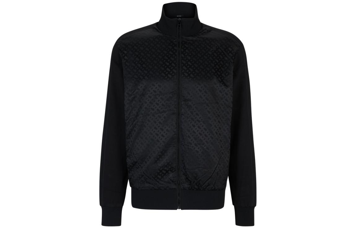 HUGO BOSS Black Letter Print Stand Collar Long Sleeve Jacket 50494081-001