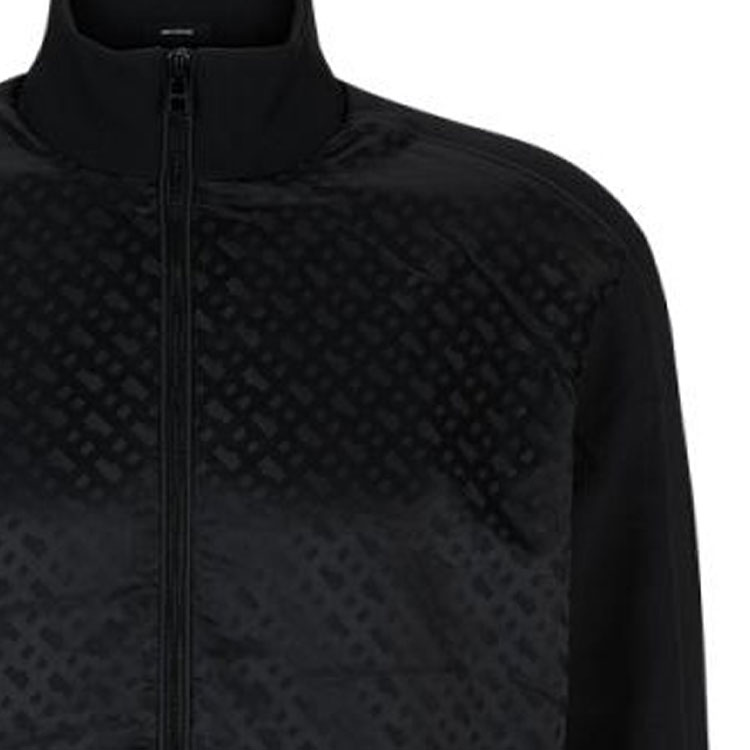 Cheap HUGO BOSS 黑色字母印花立領長袖外套 50494081-001