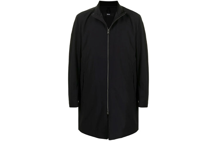 HUGO BOSS Black Lightweight Zip-Up Jacket with Stand Collar 50450011-001