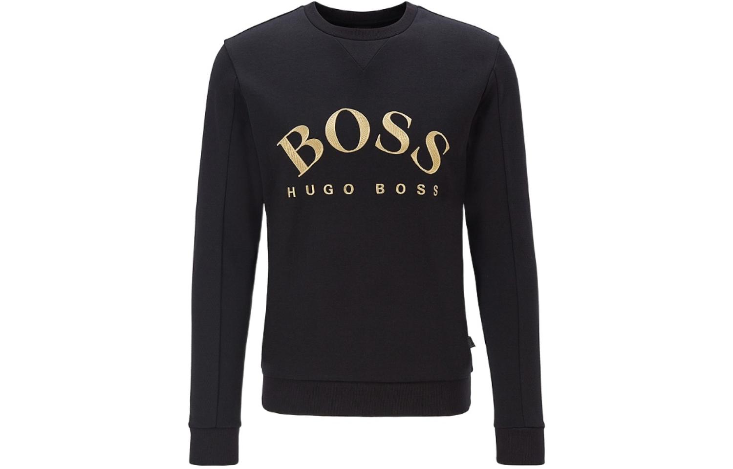 HUGO BOSS Black Logo Crewneck Long Sleeve Slim Fit Sweatshirt 50410278-006