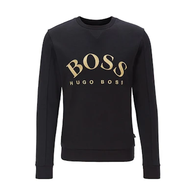 HUGO BOSS Black Logo Crewneck Long Sleeve Slim Fit Sweatshirt 50410278-006