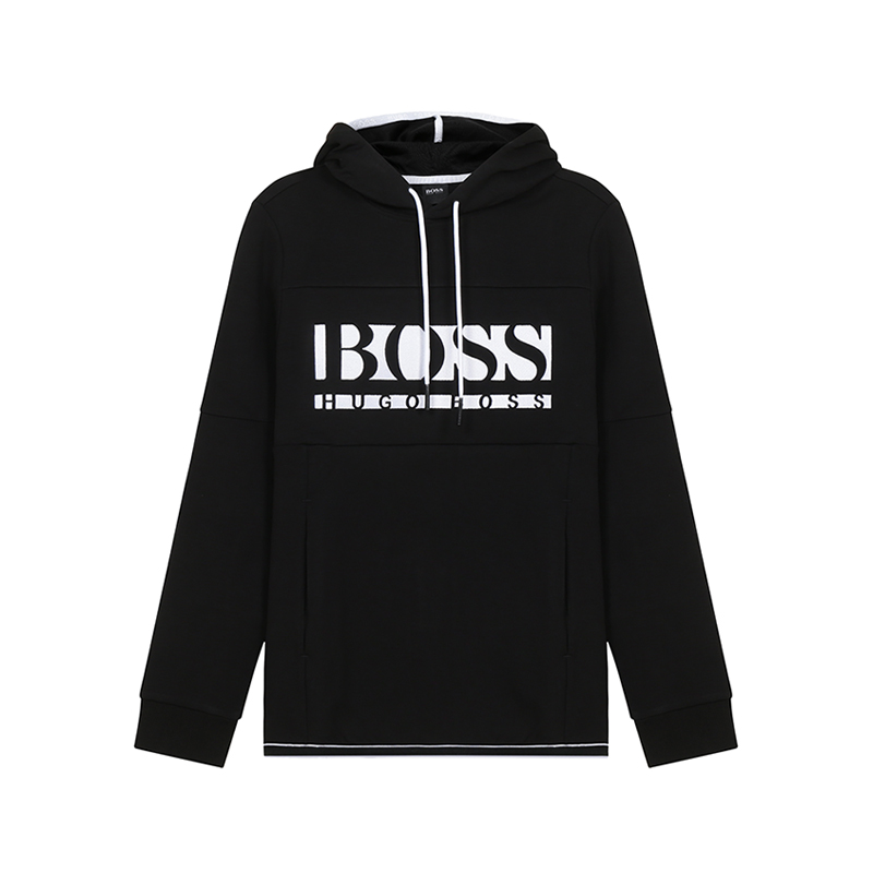 Order HUGO BOSS Baju Peluh Kasual Hitam Logo Sulaman 50451159-001