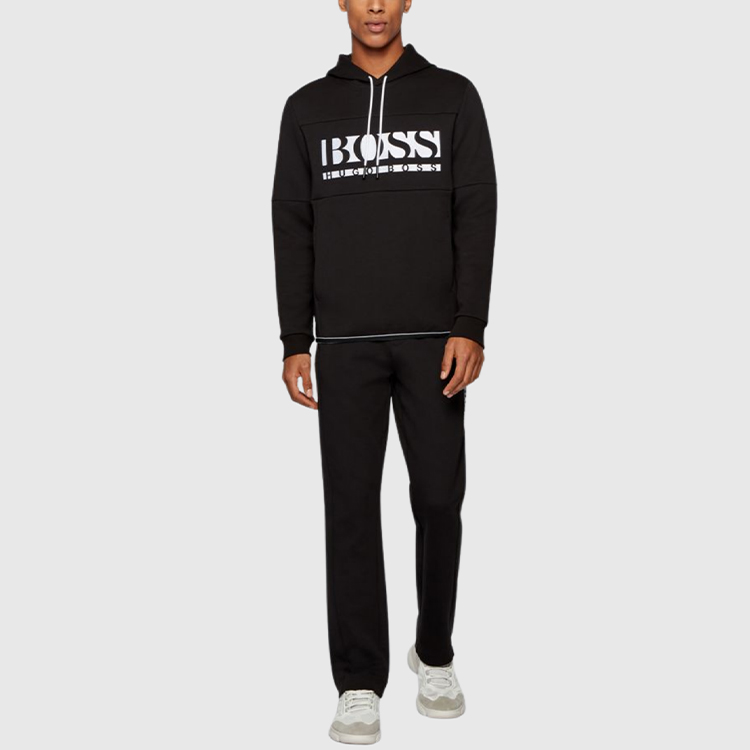 Shop HUGO BOSS Baju Peluh Kasual Hitam Logo Sulaman 50451159-001