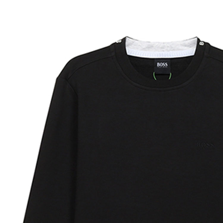 Sizing HUGO BOSS 黑色刺繡徽標休閒套頭衫 50452472-001
