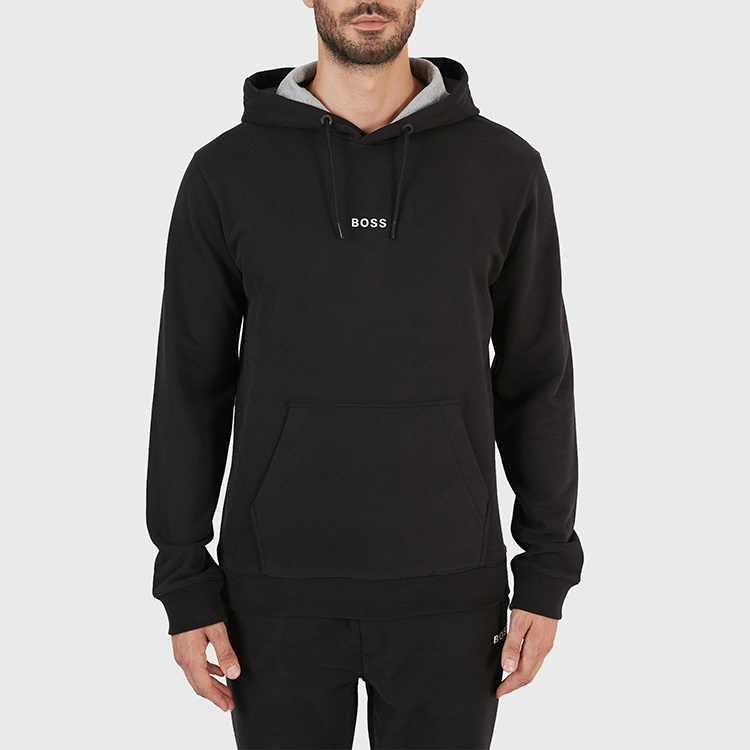 Purchase 雨果博斯黑色印花棉质长袖连帽衫 50462831-001