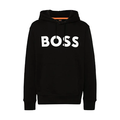 HUGO BOSS Black Logo Print Long-Sleeve Pullover Hoodie 50523074-001