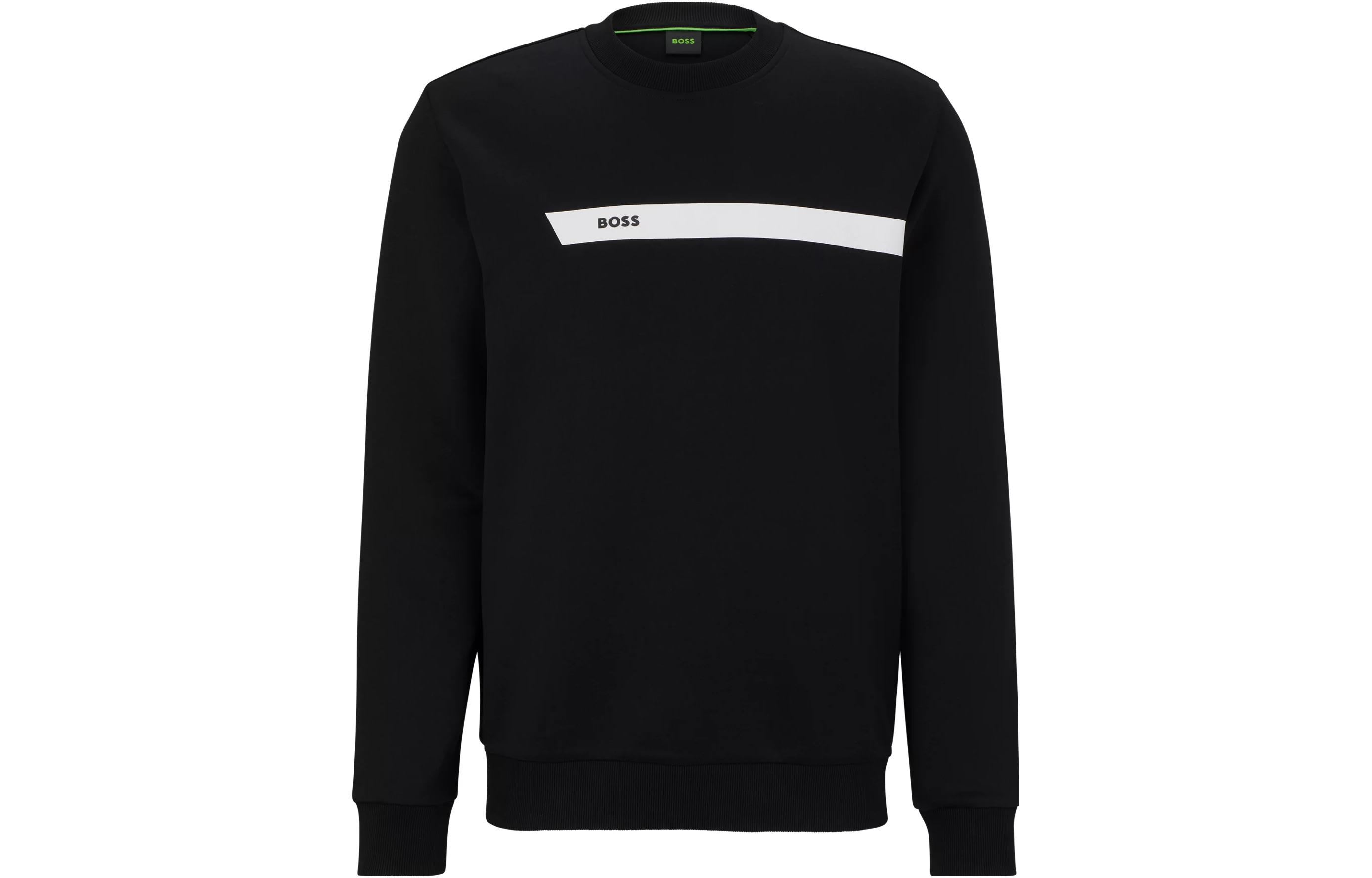 HUGO BOSS Black Long-Sleeve Sweatshirt with Letter Print 50498227-001
