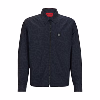HUGO BOSS Black Loose-Fit Zip Jacket with Animal Print 50520092-009