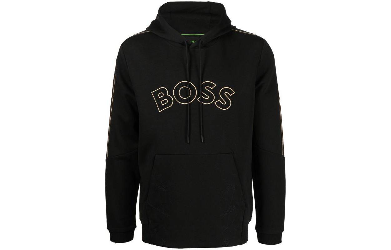 HUGO BOSS Black Loose Fit Hoodie with Letter Print 50484170-001