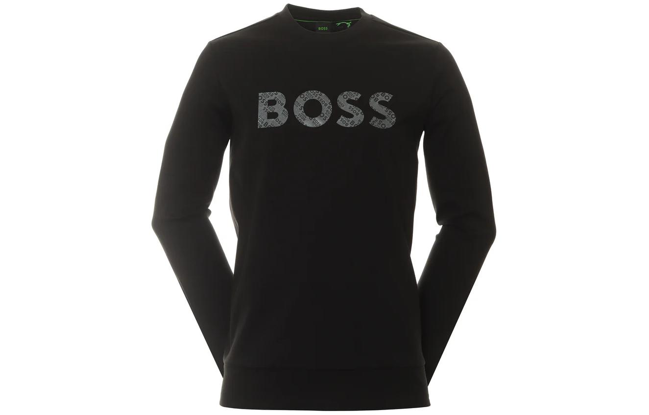 HUGO BOSS Black Loose Fit Letter Logo Crewneck Sweatshirt Long Sleeve 50486838-001