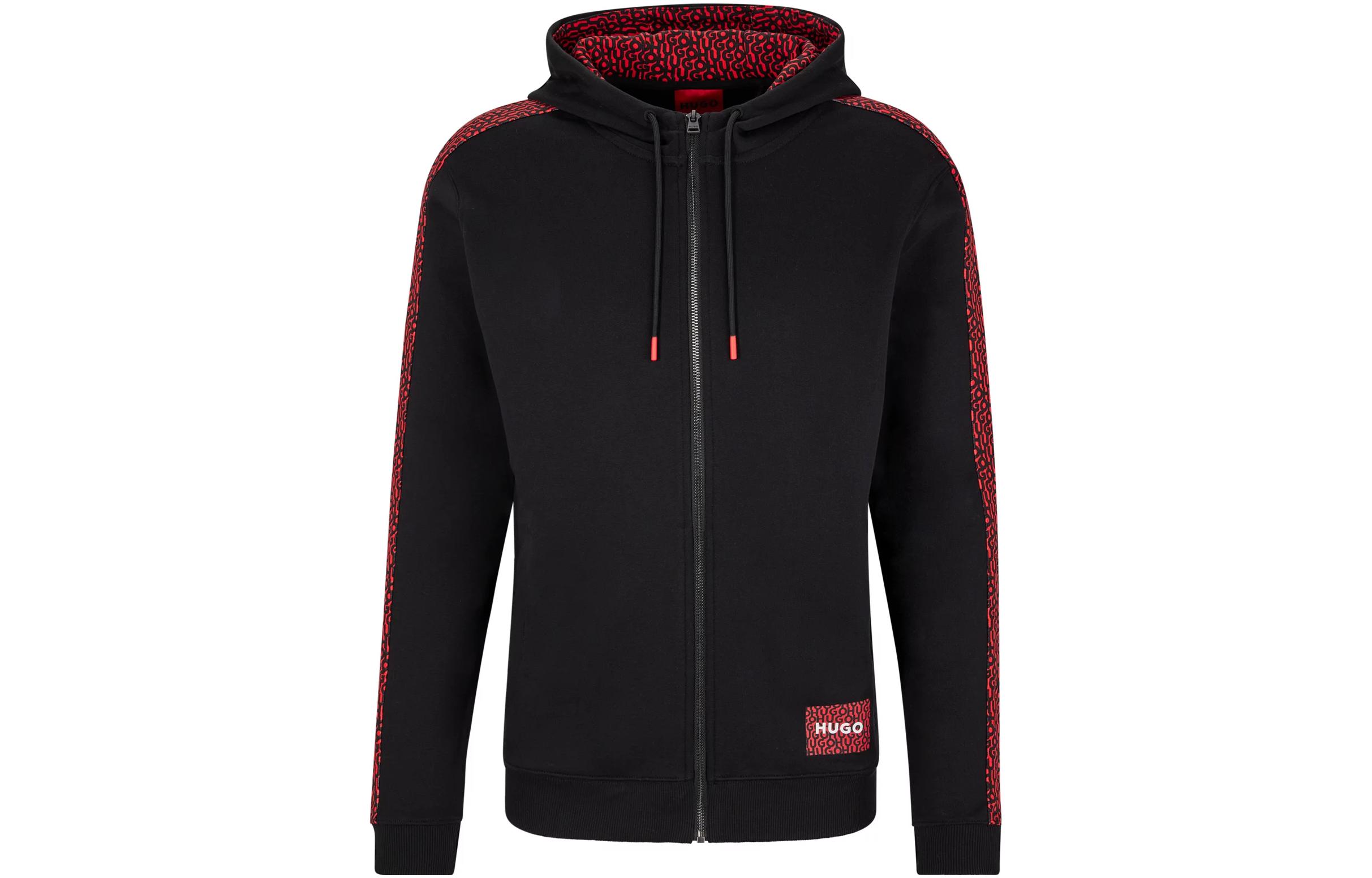 HUGO BOSS Black Loose Fit Zip-Up Hoodie Jacket 50472707-001