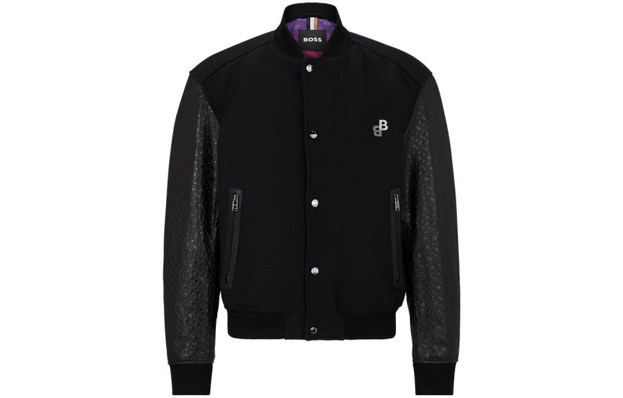 HUGO BOSS Black Patchwork Single-Breasted Casual Long-Sleeve Jacket 50499589-001