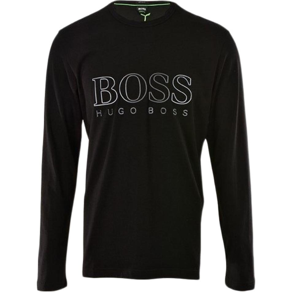 HUGO BOSS Black Pullover Crewneck Sweatshirt with Letter Print 50393187-001
