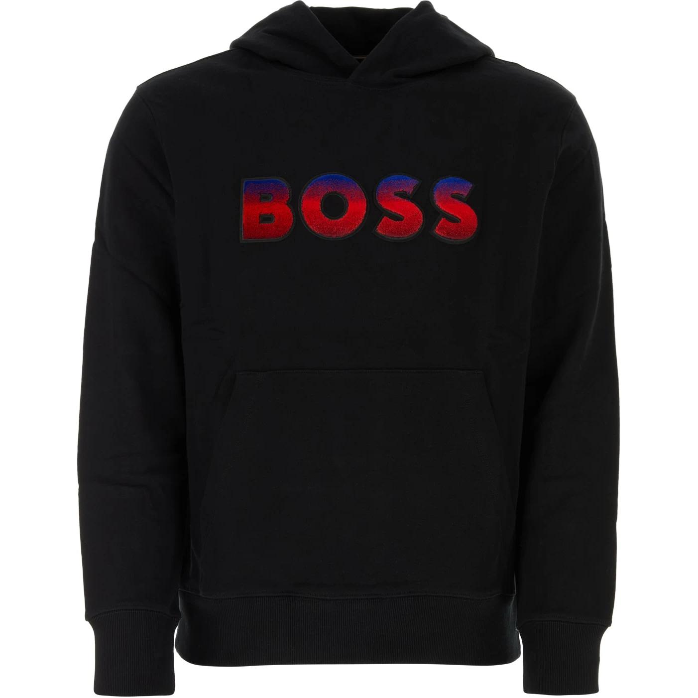 HUGO BOSS Black Pullover Hoodie with Letter Print 50499560-001