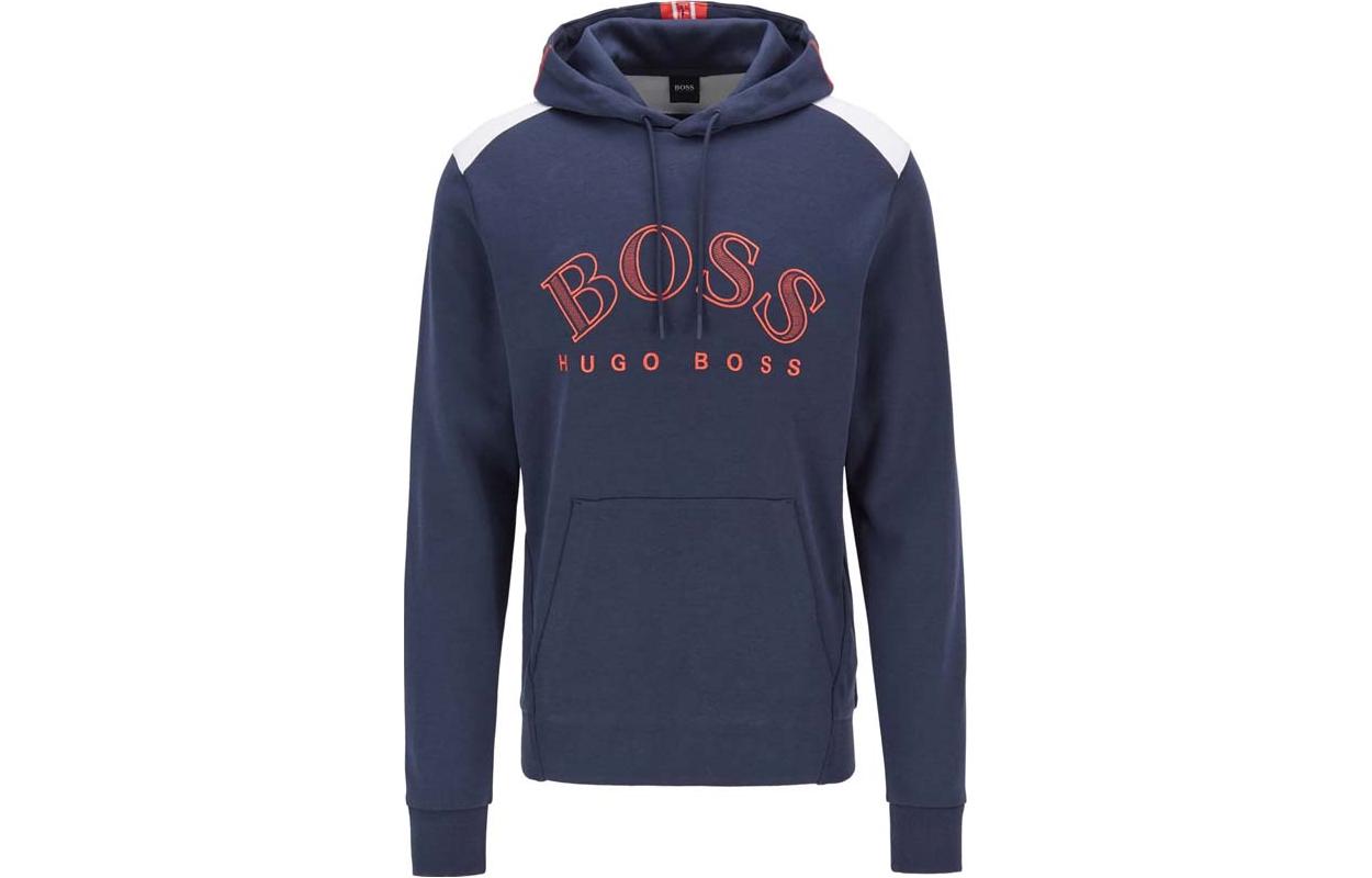 HUGO BOSS Black Pullover Hoodie with Letter Print 50399402-410