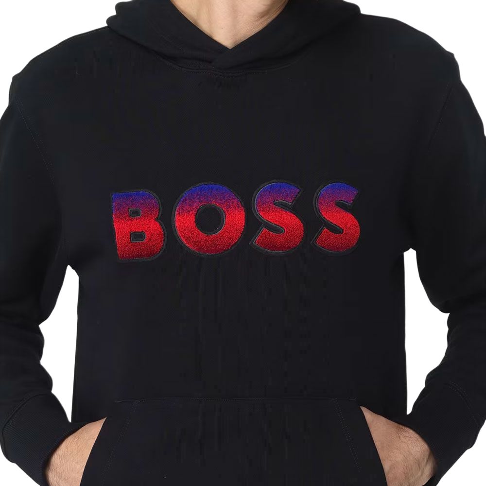 Details for 雨果博斯黑色字母印花连帽衫 50499560-001