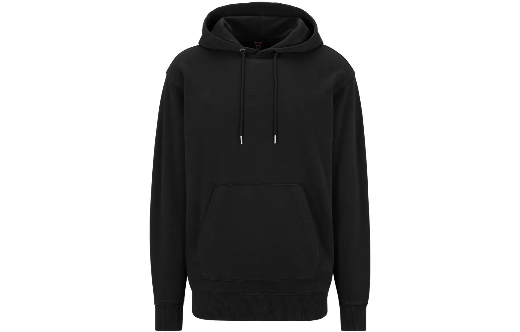 HUGO BOSS Black Pullover Hoodie with Solid Letter Design 50472411-001