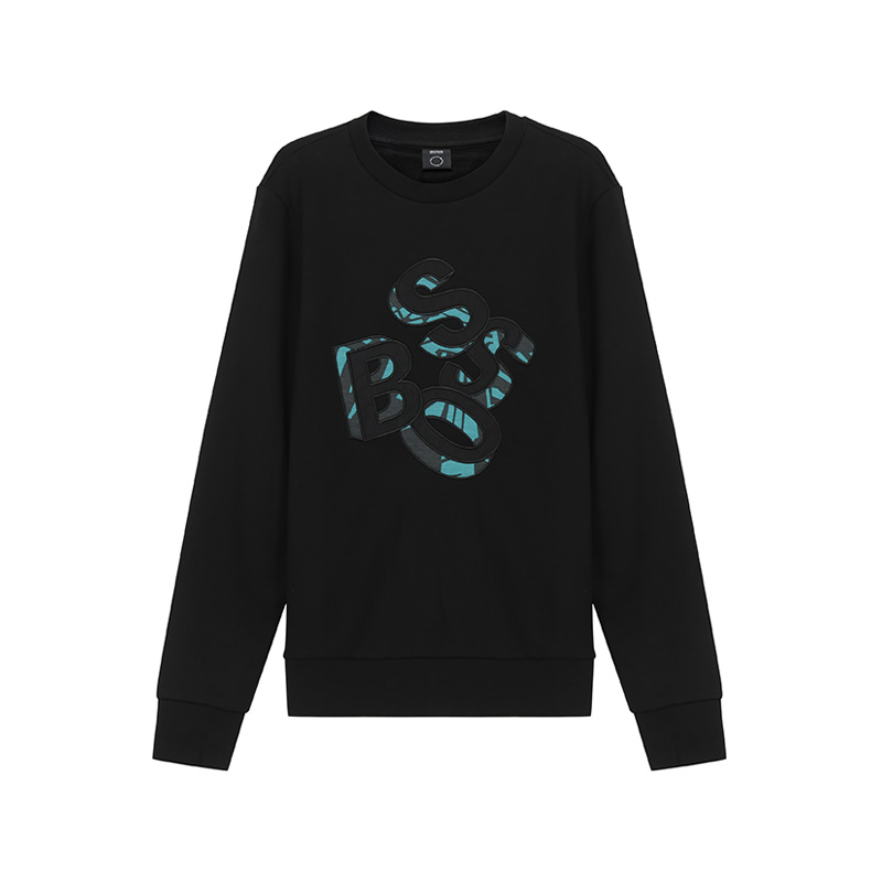 HUGO BOSS Black Pullover Sweatshirt with Letter Pattern 50452973-001