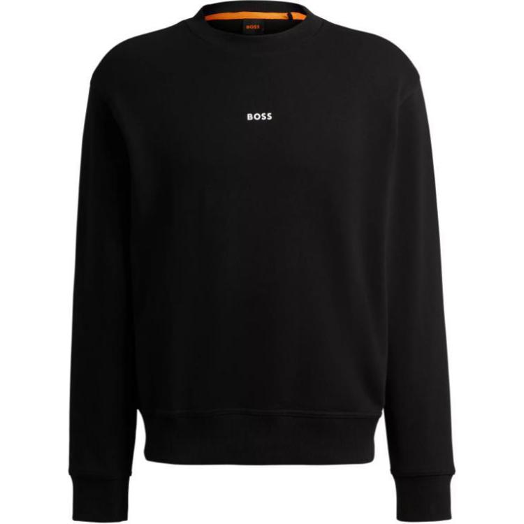 HUGO BOSS Black Relaxed-Fit Cotton Terry Sweatshirt with Contrast Logo 50514541-001