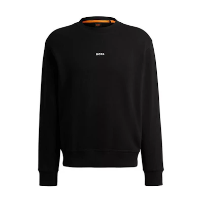 HUGO BOSS Black Relaxed-Fit Cotton Terry Sweatshirt with Contrast Logo 50514541-001