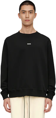 HUGO BOSS 黑色寬鬆純棉毛巾布套頭衫對比標誌設計 50514541-001 Shop HUGO BOSS 黑色寬鬆純棉毛巾布套頭衫對比標誌設計 50514541-001