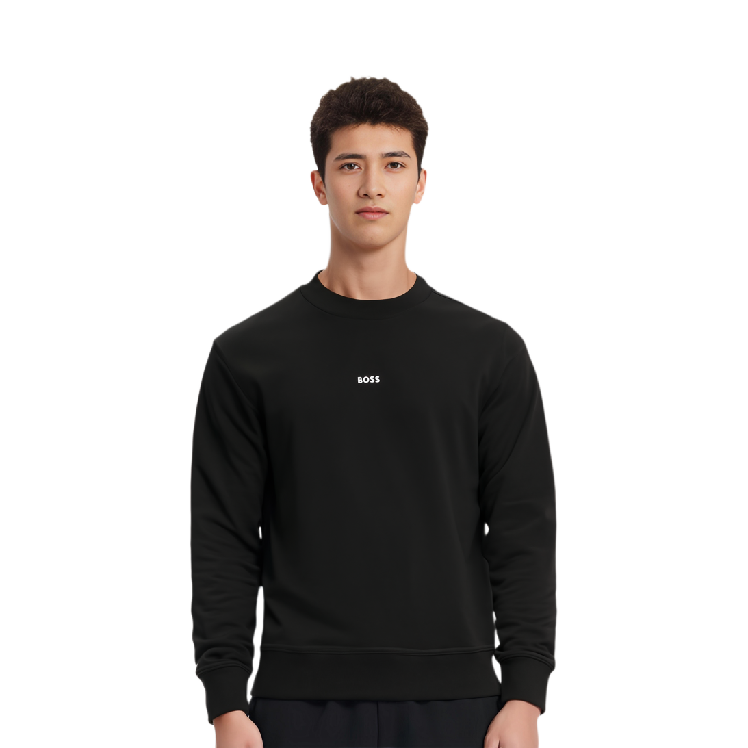 Purchase HUGO BOSS 黑色寬鬆純棉毛巾布套頭衫對比標誌設計 50514541-001