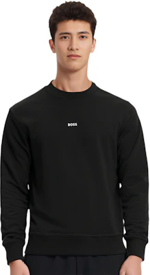 HUGO BOSS 黑色寬鬆純棉毛巾布套頭衫對比標誌設計 50514541-001 Purchase HUGO BOSS 黑色寬鬆純棉毛巾布套頭衫對比標誌設計 50514541-001