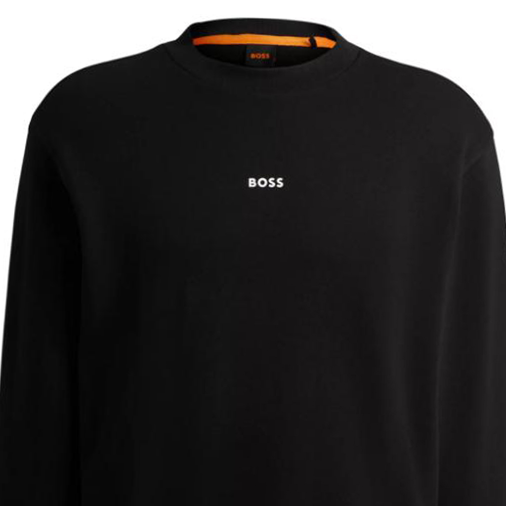 Cheap HUGO BOSS 黑色寬鬆純棉毛巾布套頭衫對比標誌設計 50514541-001