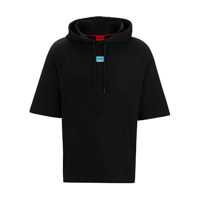HUGO BOSS Black Short-Sleeve Loose-Fit Hoodie 50487864-009