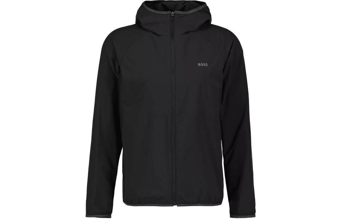 HUGO BOSS Black Slim-Fit Letter Zip Hoodie Jacket Long Sleeve 50504766-001