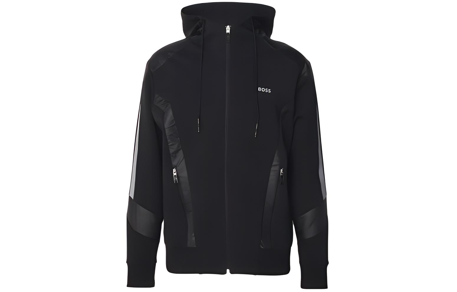 HUGO BOSS Black Slim Fit Letter Logo Zip-Up Hoodie Jacket 50504895-001