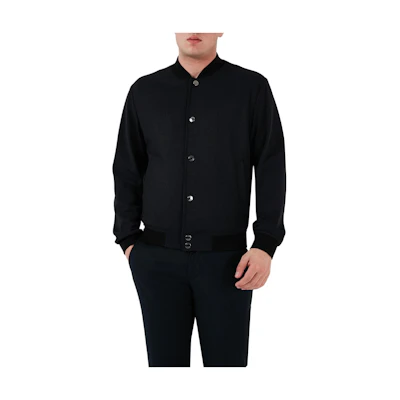 HUGO BOSS Black Solid Baseball Collar Single-Breasted Jacket 50489411-404