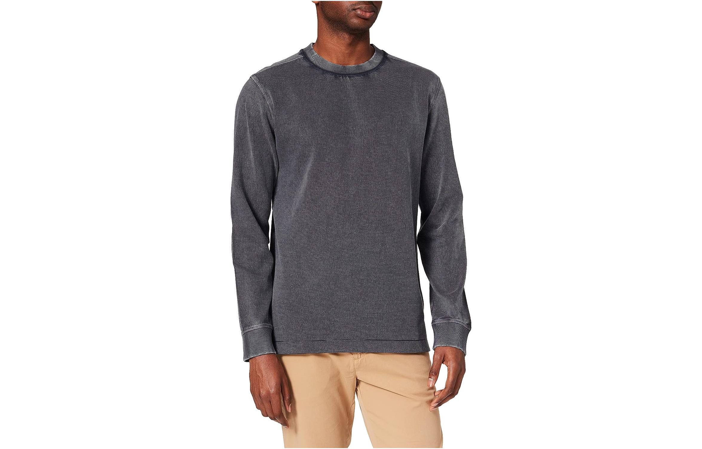 HUGO BOSS Black Solid Color Crewneck Pullover Long-Sleeve Sweatshirt 50430685-404