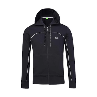 HUGO BOSS Black Solid Color Hoodie with Striped Accents 50240125-001