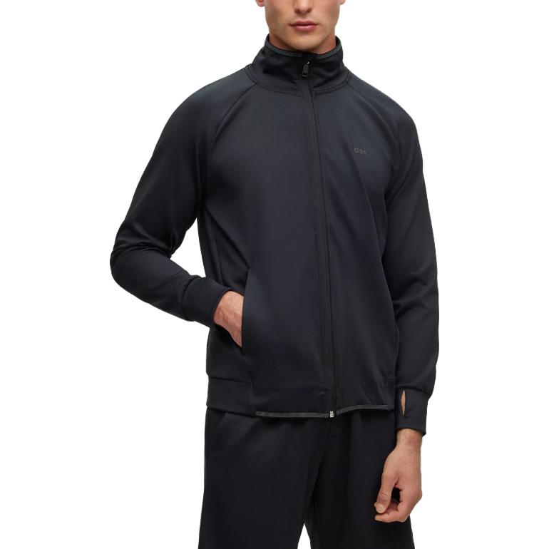 Lookbook HUGO BOSS 黑色高領拉鍊長袖休閒外套 50494551-001