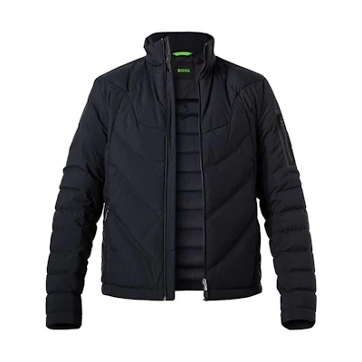 HUGO BOSS Black Solid Long-Sleeve Mandarin Collar Jacket with Pockets 50505233-402