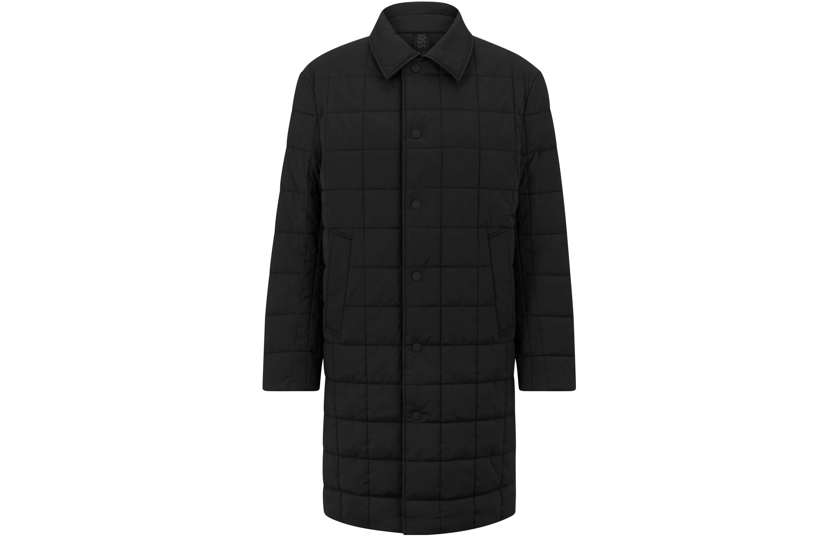 HUGO BOSS Black Solid Long-Sleeve Mid-Length Single-Breasted Jacket 50484330-001