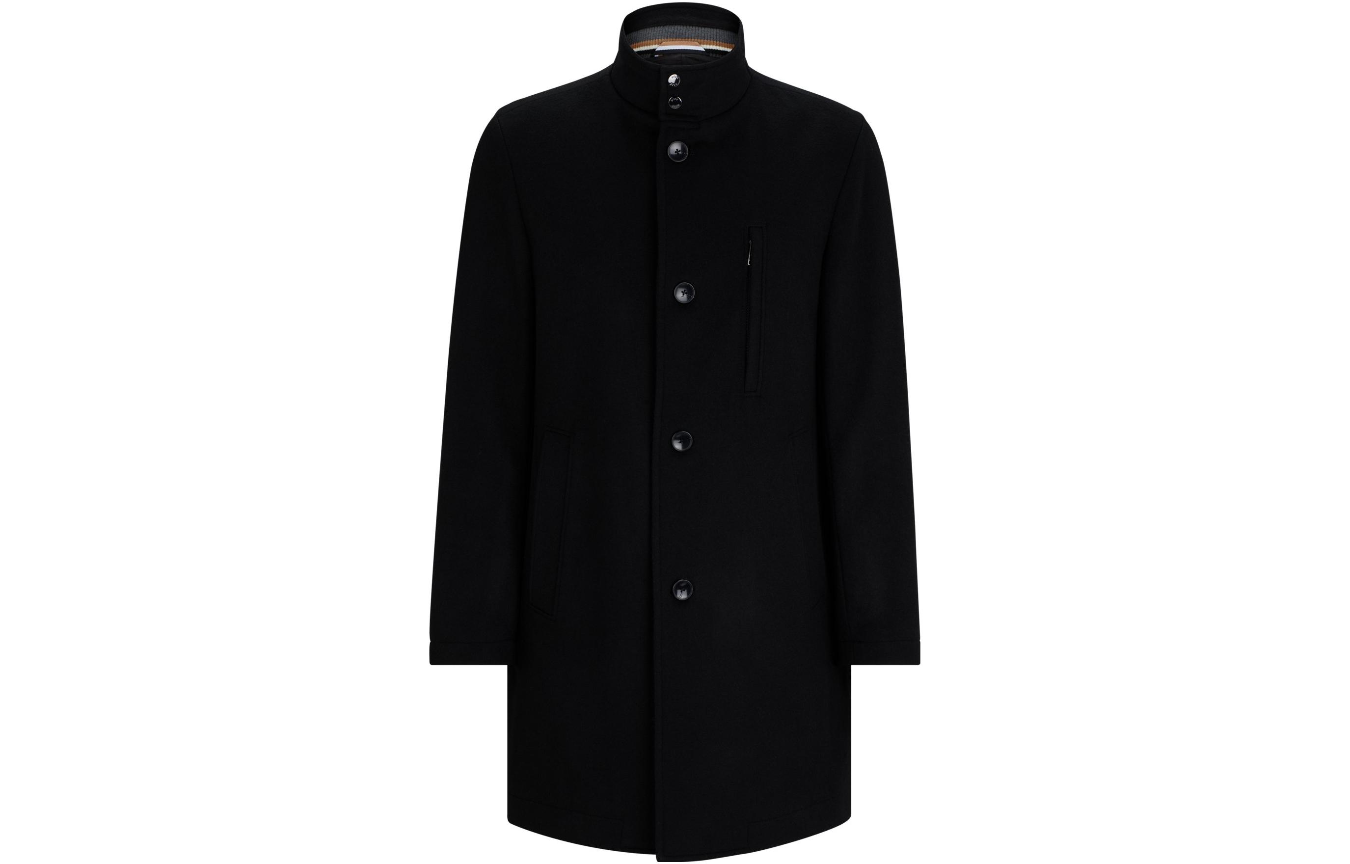 HUGO BOSS Black Solid Stand Collar Long Sleeve Jacket 50502300-001