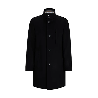 HUGO BOSS Black Solid Stand Collar Long Sleeve Jacket 50502300-001
