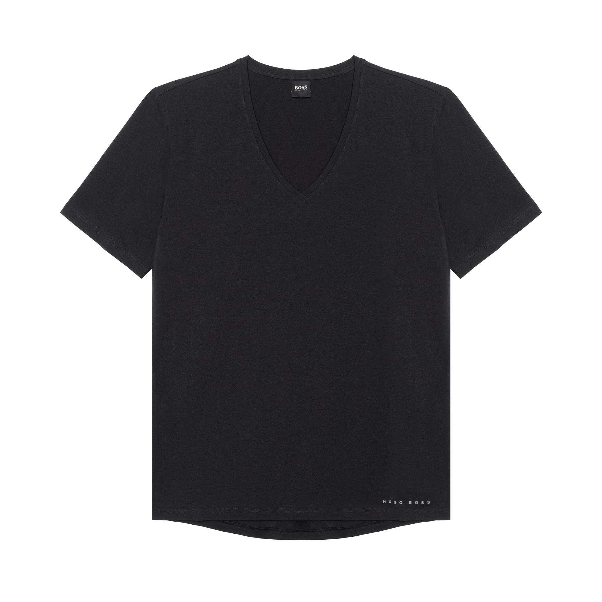HUGO BOSS Black Solid V-Neck Slim Fit Short Sleeve T-Shirt 50377709-001