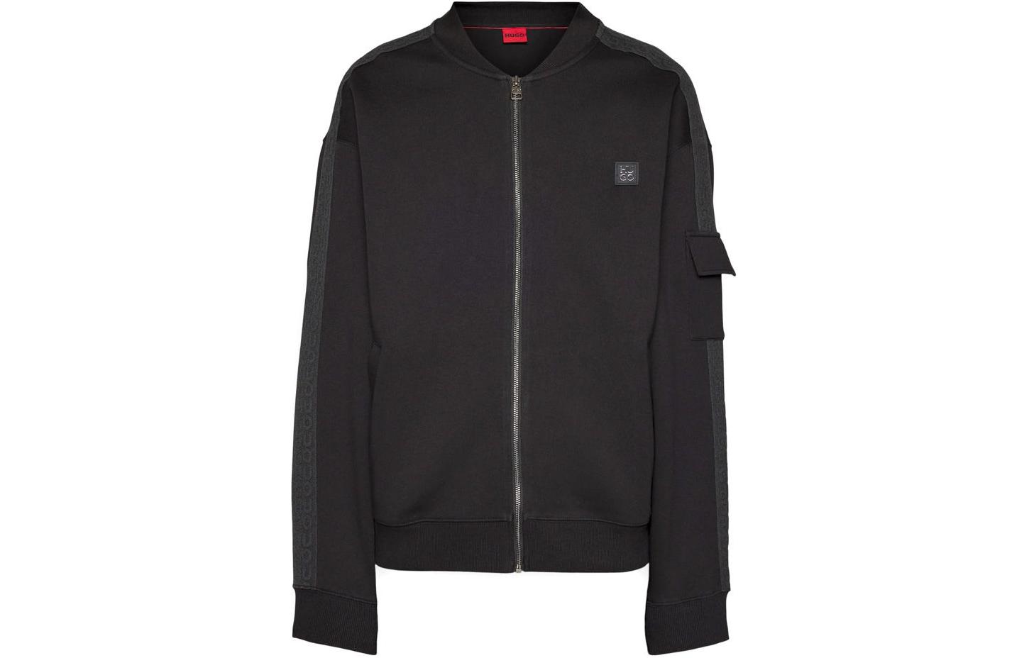 HUGO BOSS Black Solid Zip-Up Baseball Collar Jacket 50511708-001