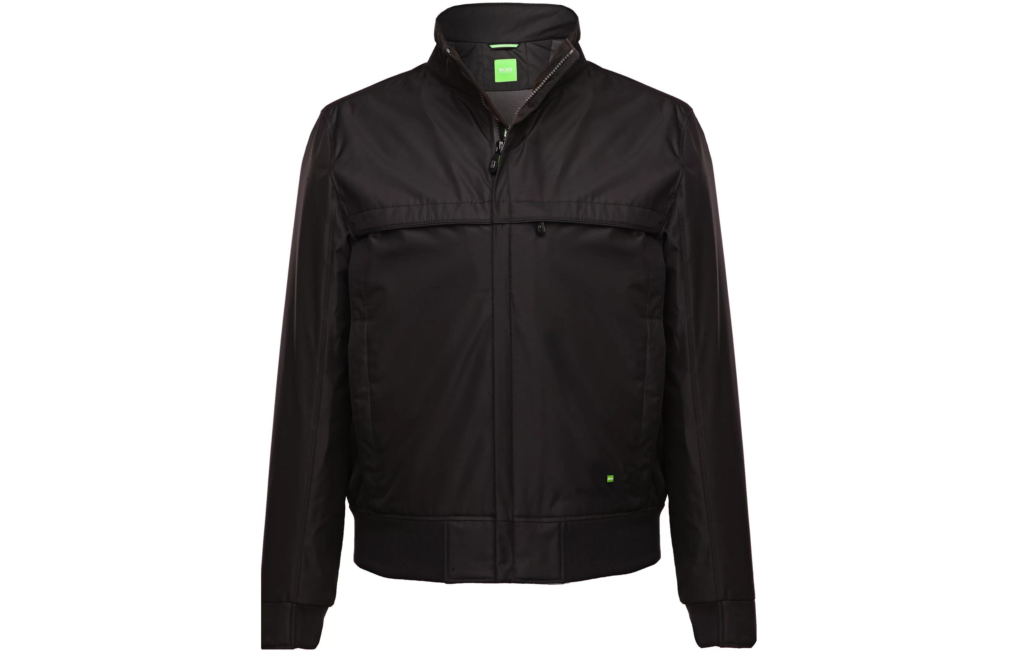 HUGO BOSS Black Solid Zip-Up Casual Stand Collar Jacket 50295737-001