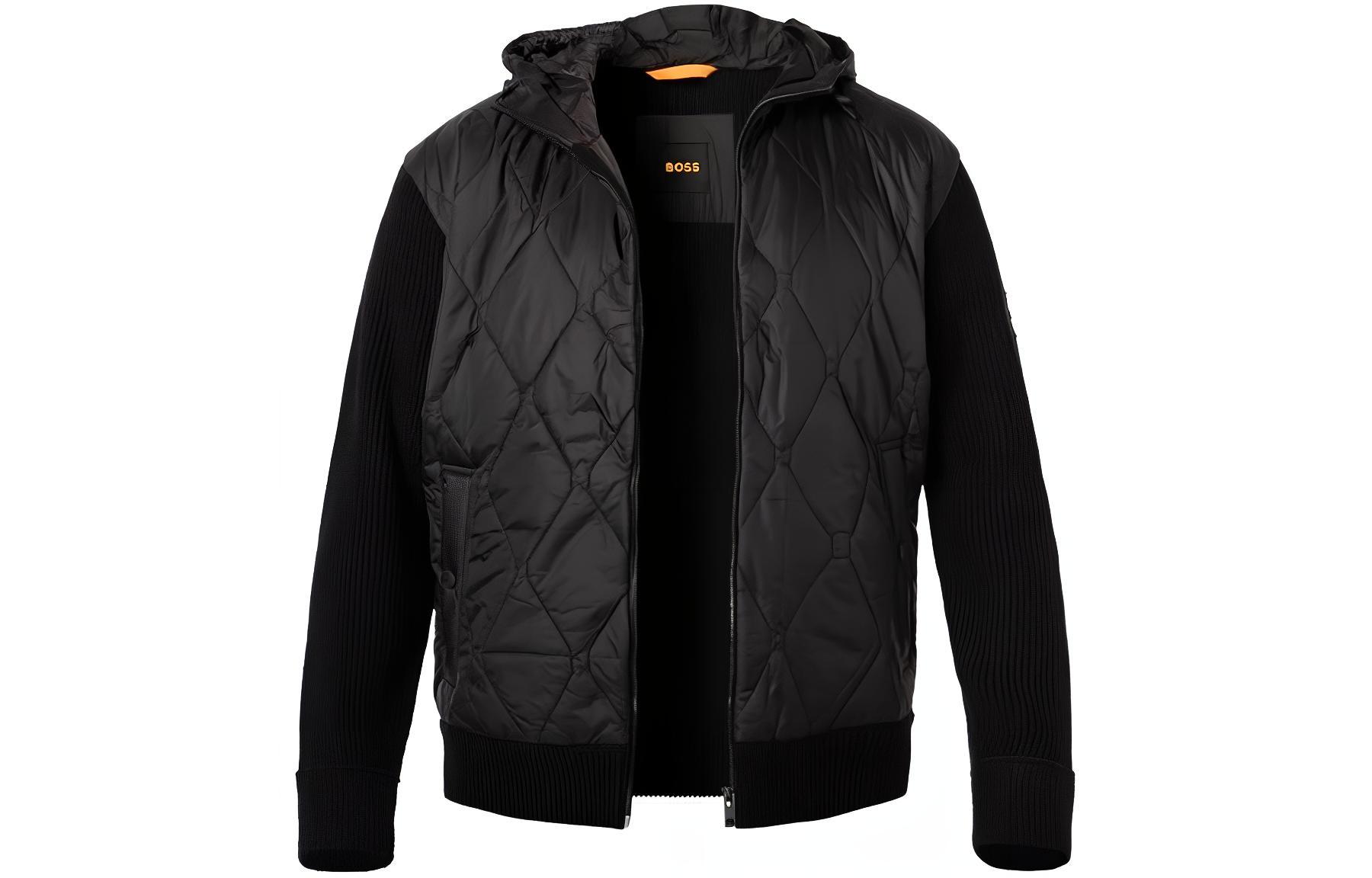 HUGO BOSS Black Solid Zip-Up Hoodie Jacket with Slim Fit 50505714-001