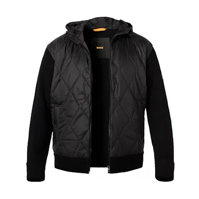 HUGO BOSS Black Solid Zip-Up Hoodie Jacket with Slim Fit 50505714-001