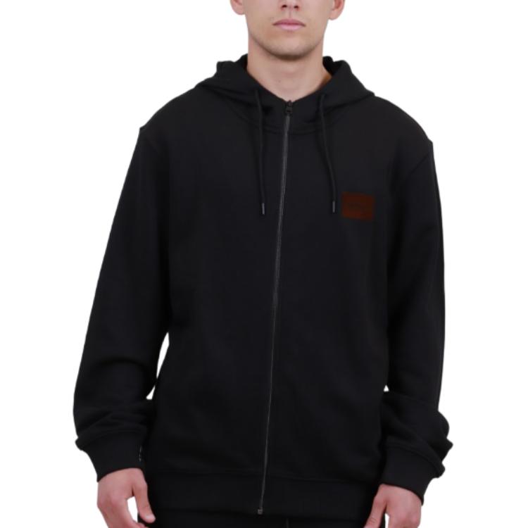 HUGO BOSS Black Solid Zip-Up Hoodie Long Sleeve Slim Fit 50501016-002